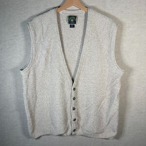 VTG Lake Harmony Sweater Vest Mens XL Button Front Knit Made USA Cotton